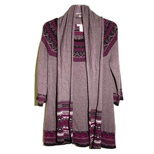 Style & Co Grey Knit Long Sweater Dress with Scarf